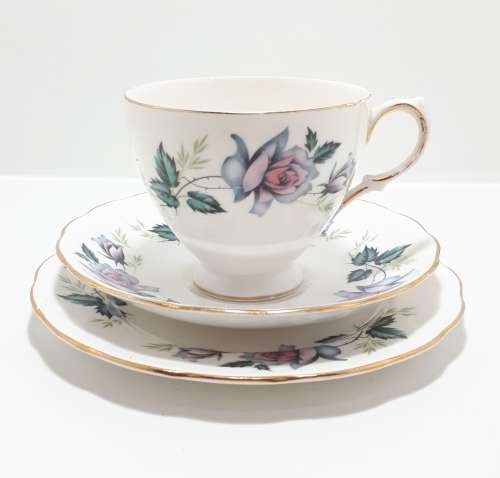 Queen Anne Bone China (Ridgway Potteries Ltd) Tea Trio (Cup, Saucer, Tea Plate) Pattern Unknown