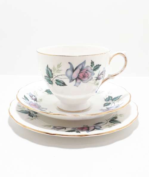 Queen Anne Bone China (Ridgway Potteries Ltd) Tea Trio (Cup, Saucer, Tea Plate) Pattern Unknown