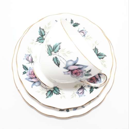 Queen Anne Bone China (Ridgway Potteries Ltd) Tea Trio (Cup, Saucer, Tea Plate) Pattern Unknown