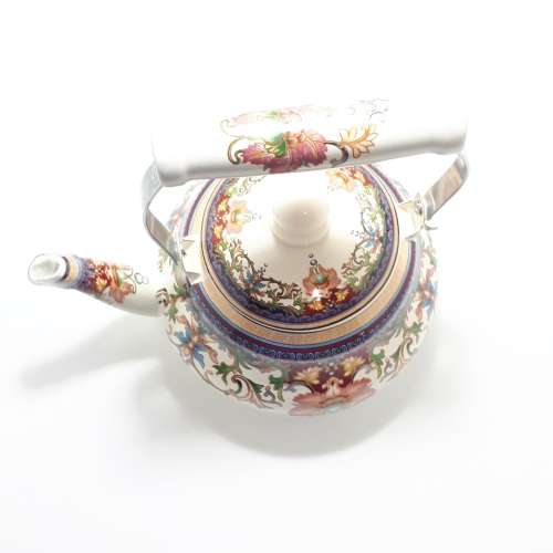 Decorated Enamel Kettle  2 litre Capacity