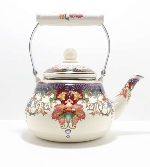 Decorated Enamel Kettle  2 litre Capacity