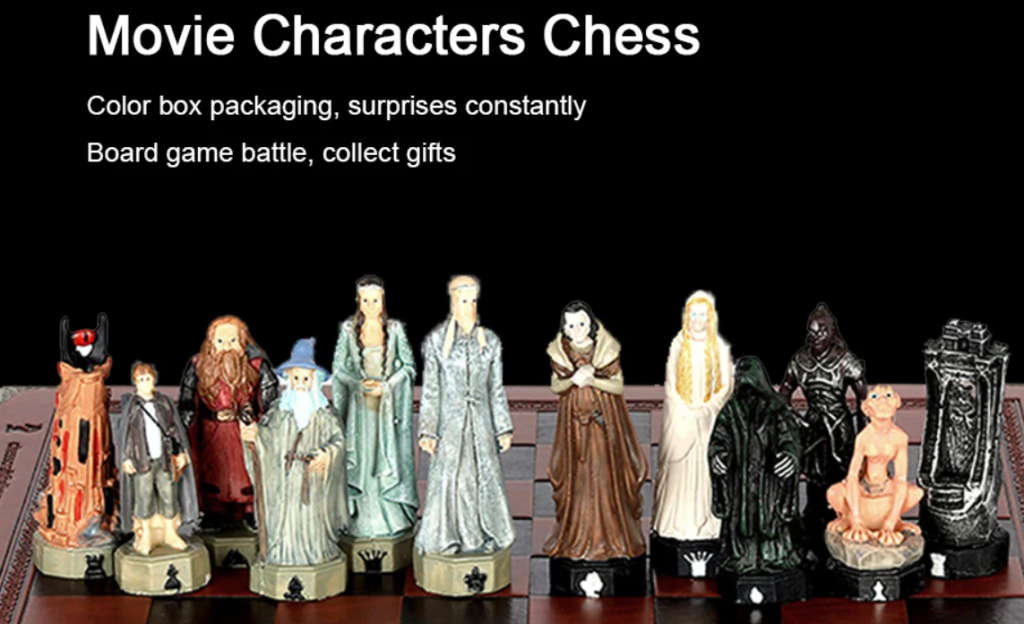 Lord of the Rings Character themed chess game only chess pieces