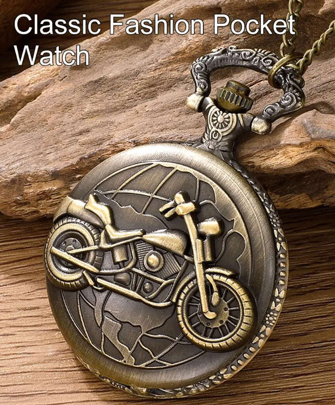 Retro Motorcycle Pocket Watch