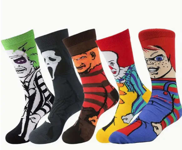 5 Pairs Of Unisex Funny Trendy Pattern Novelty Crew Socks