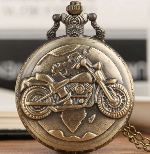Retro Motorcycle  Pocket Watch - Map