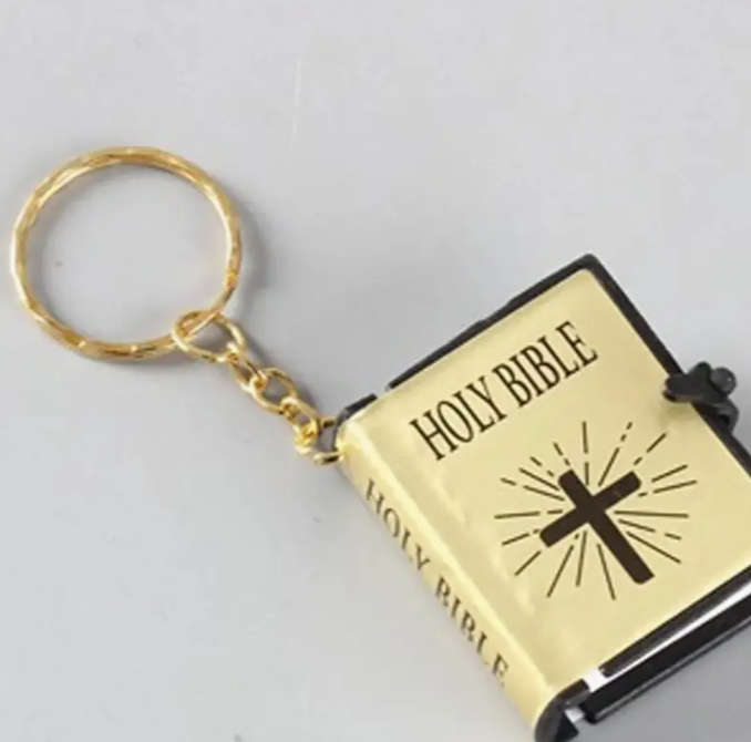 Mini Holy Bible Keychain - Gold