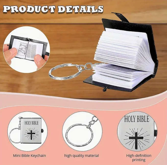 Mini Holy Bible Keychain - Gold