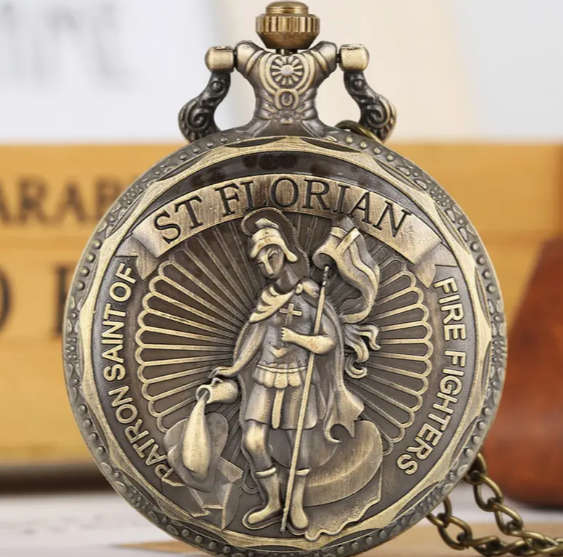 Firefighters Embossed Pocket Watch