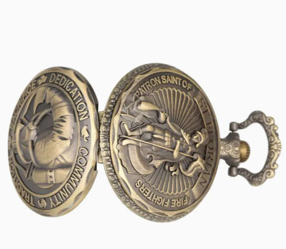 Firefighters Embossed Pocket Watch