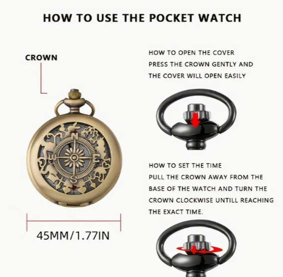 Hollow Compass Pocket Watch