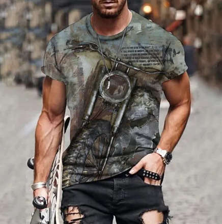 Men`s Sports Short Sleeves - Motorcycle Headlight Large