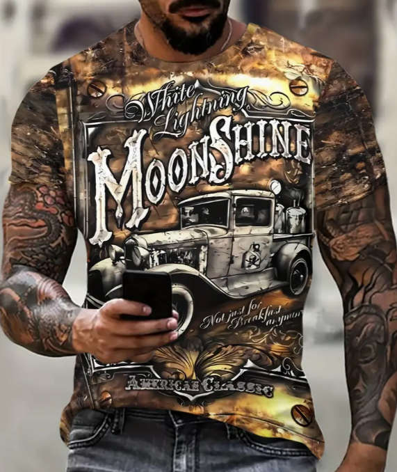 Men`s Sports Short Sleeves - Moonshine Large