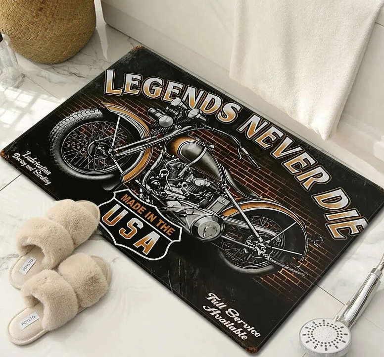 Vintage Motorcycle Non-slip Floor Mat Entry Door