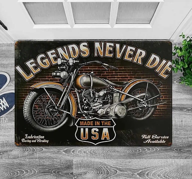 Vintage Motorcycle Non-slip Floor Mat Entry Door