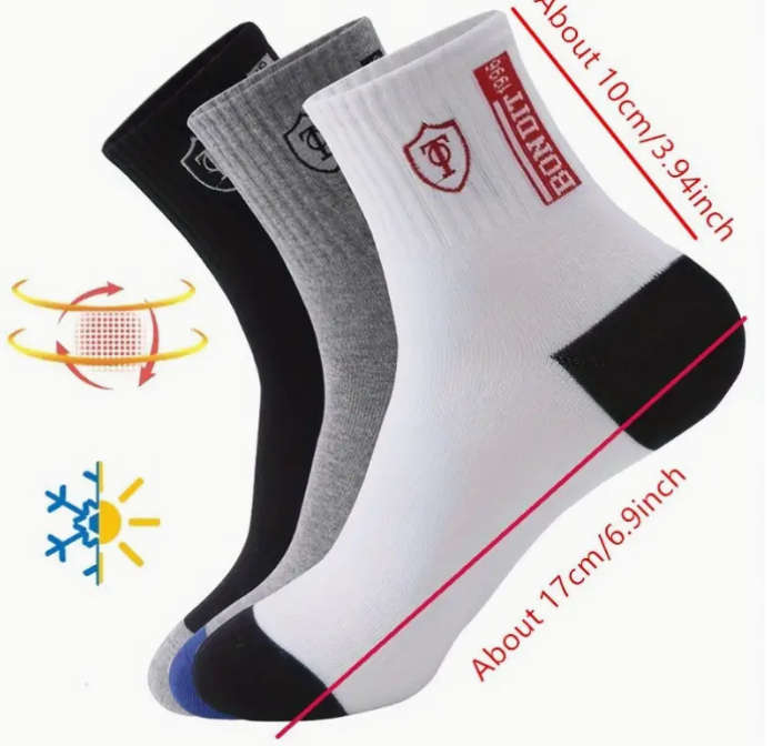 5 Pairs Of Random Colors Men Casual Sports Sock