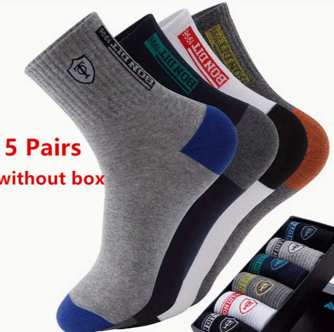 5 Pairs Of Random Colors Men Casual Sports Sock