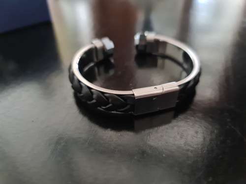 Amazing Swarovski Black Leather Cuff Bracelet