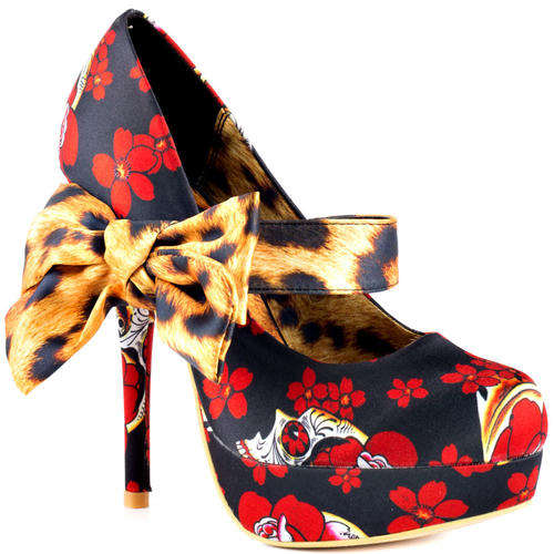 IRON FIST HEELS - SIESTA SKULL PLATFORM BLACK - SIZE 6