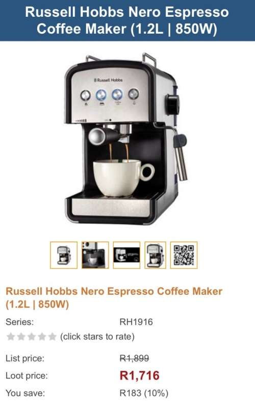Russell Hobbs Nero Espresso Coffee Machine