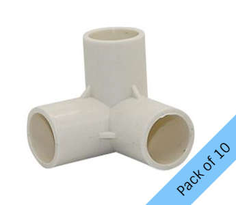 PVC Corner Connector, 3-way elbow - 20mm. Pack of 10 units