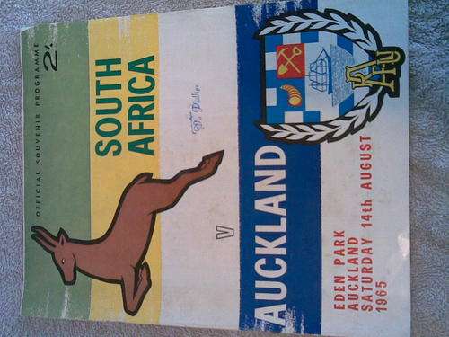 RUGBY PROGRAMME -SOUTH AFRICA V AUCKLAND - 14/08/1965 - EDEN PARK
