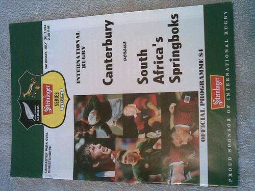 RUGBY PROGRAMME -SOUTH AFRICA V CANTERBURY - 20/07/1994 - LANCASTER PARK CHRISTCHURCH