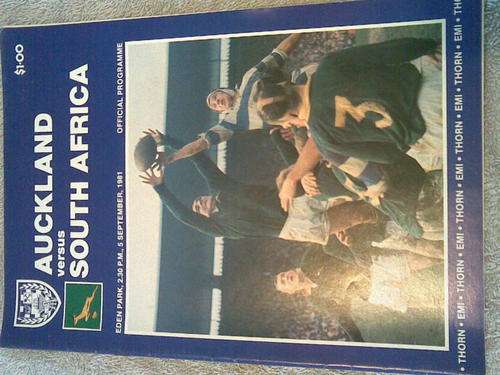 RUGBY PROGRAMME -SOUTH AFRICA V AUCKLAND - 05/09/1981 - EDEN PARK AUCKLAND