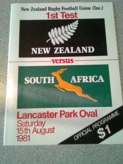 RUGBY PROGRAMME -SOUTH AFRICA V NEW ZEALAND-1ST TEST -15/08/1981-LANCASTER PARK CHRISTCHURCH