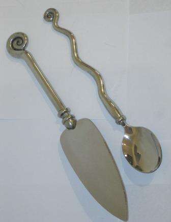 Large Carol Boyes pewter  lifter and serving spoon (ONE BID FOR BOTH PIECES!!)