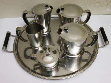 Stunning Mid Century 1950s complete stainless steel Scandinavian tea & coffee set by Gense of Sweden