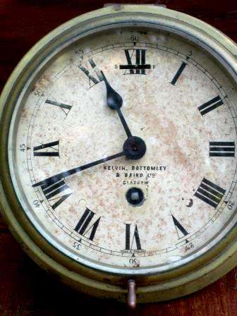 RARE Kelvin Bottomley Baird Ltd Glasgow brass cased ships clock