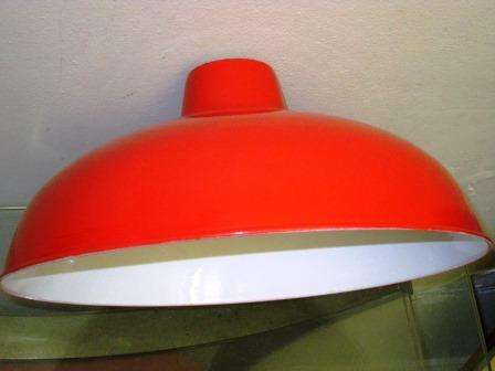 Large vintage red enamel shade 36 x 18 cm