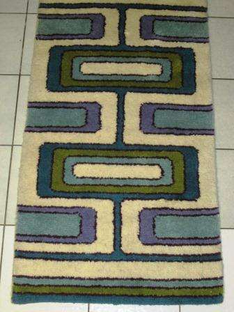 Retro 1960s Scandinavian very thick pure wool shag rug