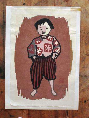 Large highly sought after Japanese Mid Century fine art original woodblock print by Kiyoshi Saito