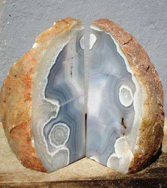 Very large (4kg) Blue Lace Agate bookends / natural rock sculptures