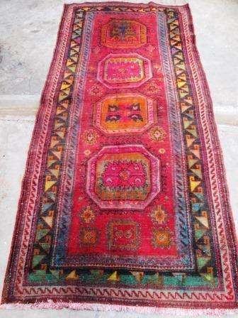 Vintage hand knotted carpet / runner 266 x 123 cm