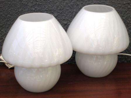Pair Of Mid Century POP Art Mushroom Lamps By Venini Murano, Italy