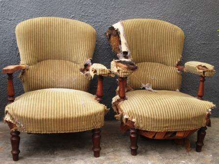Pair of antique Victorian lounge chairs