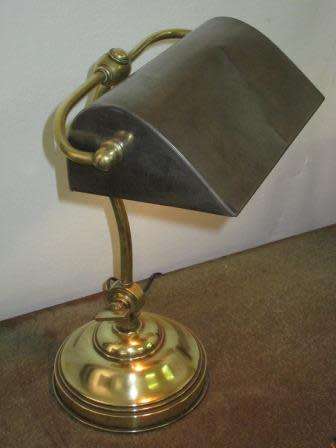 Antique Solid Brass Edwardian (c1915) Bankers Lamp
