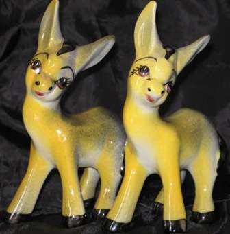 Pair of Lucia Ware donkeys 2 x ( 15 cm x 10 cm ) Unmarked