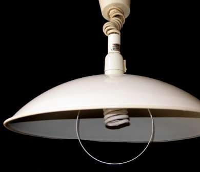 Retro, 1970s adjustable lamp shade, mechanism by "Brevettato - Italy" and shade by "Lival - Finland"