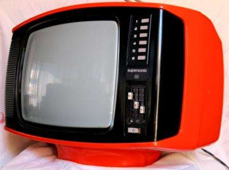 Retro, Mid Century, 1970s, "Supersonic" black and white portable TV