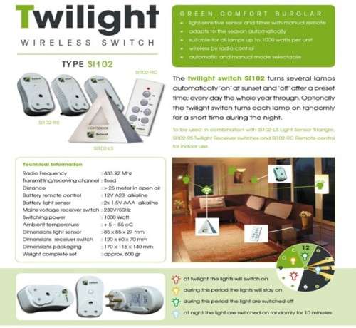 The Twilight Automatic 3 Light Switch With Remote - Extra protection for your home!