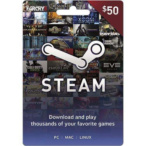 Steam Wallet or Game up to $50(Approx. R750.00)