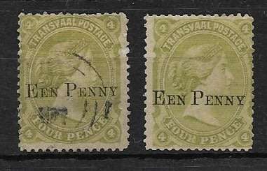 Transvaal 1882 Een Penny over 4 Pence SACC 173 - Fine Used & Mint - See below