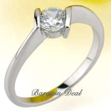 Size 6 / 7 / 8 !!  Round Brilliant Cut 0.5ct Engagement Diamond Ring clad in 18K White Gold !!