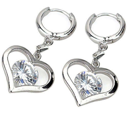 Sweet ! 18KGP 4.2ct Simulated Diamond Heart  Shaped Earrings is waiting for a Beauty !!