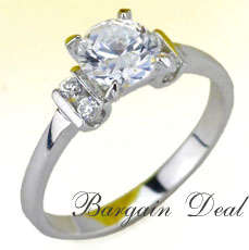 Size 6 or Size M !! 5stone  Round Brilliant Cut 1.5ct Engagement Ring clad in 18K White Gold !!