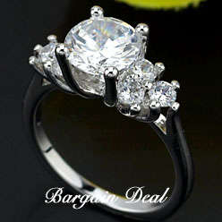 Size 6/ Size M !! Round Brilliant Cut 7 stone 3.7ct Engagement  Ring clad in 18K White Gold!!