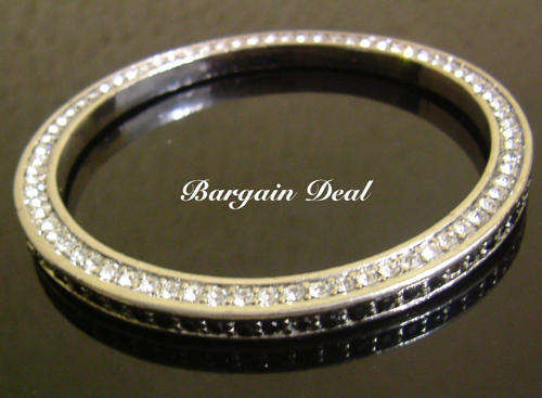 R150 only! Black & White Classic !! Silver Bangle with 220stone Genuine Crystal on 3 side!!